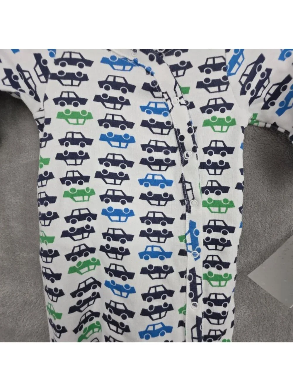 Nordstrom Newborn One Piece Bodysuit Cars Blue Green Snap Close Cotton Baby New